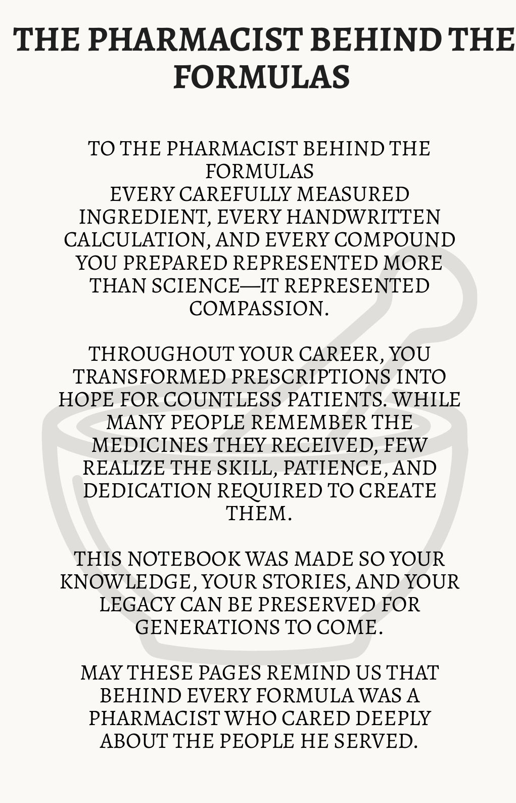 Compounding Notebook:  A Legacy Keepsake for Pharmacists | Pharmacy Retirement Gift | Compound Formula Journal | Digital Download