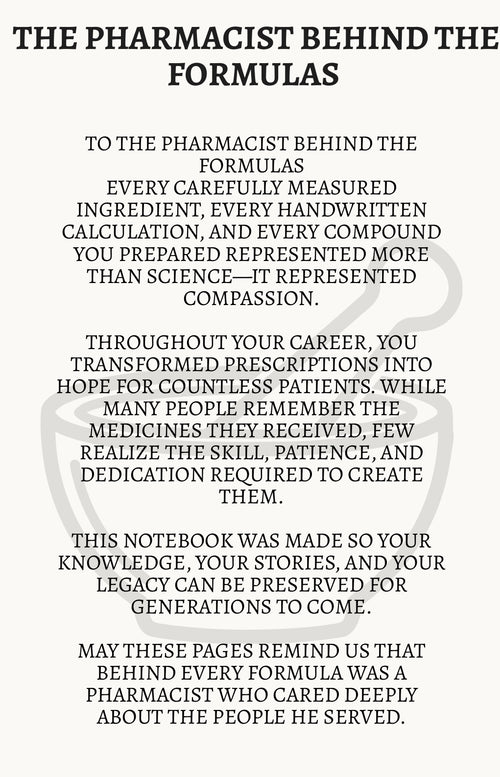 Compounding Notebook:  A Legacy Keepsake for Pharmacists | Pharmacy Retirement Gift | Compound Formula Journal | Digital Download